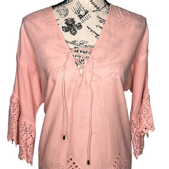 NEW Seafolly Dawn To Dusk Broderie Cover Up Dress Soft Pink XS NWT Eyelet Lace - Picture 6 of 14